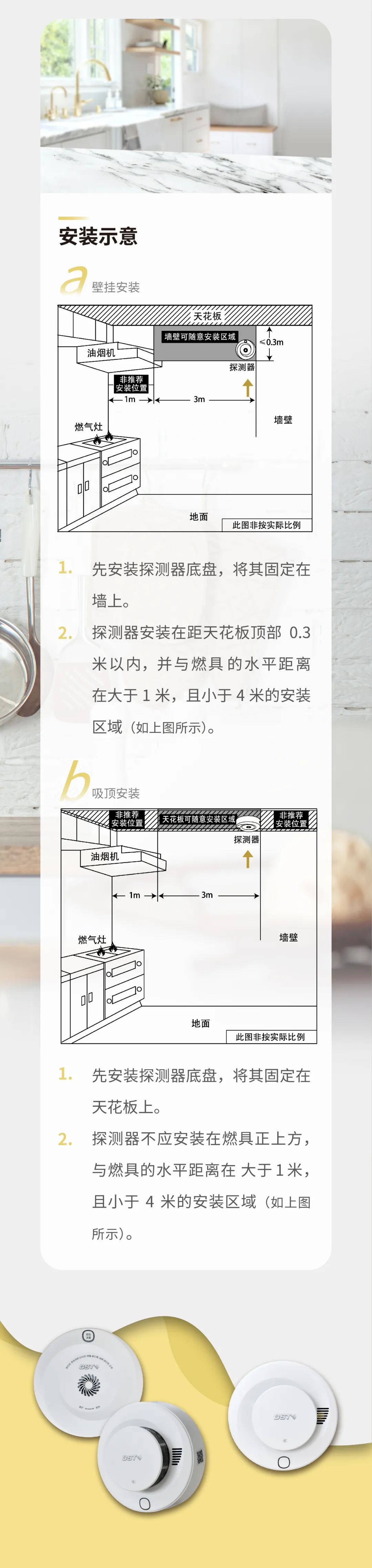 海灣消防GST全新一代NB獨(dú)立式煙感氣感探測(cè)器安裝